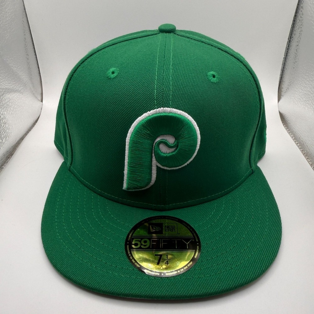 New Era 59Fifty Philadelphia Phillies Rare Green Colorpack Fitted Hat Size 7 1/4